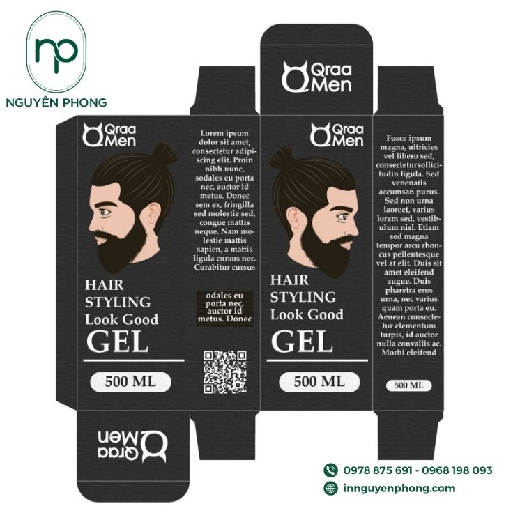 In hộp giấy đựng gel làm tóc phổ biến